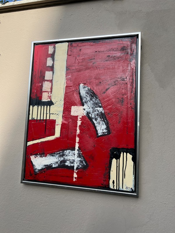 abstract informal acrylic painting pastos red black original picture canvas 80x60 gallery