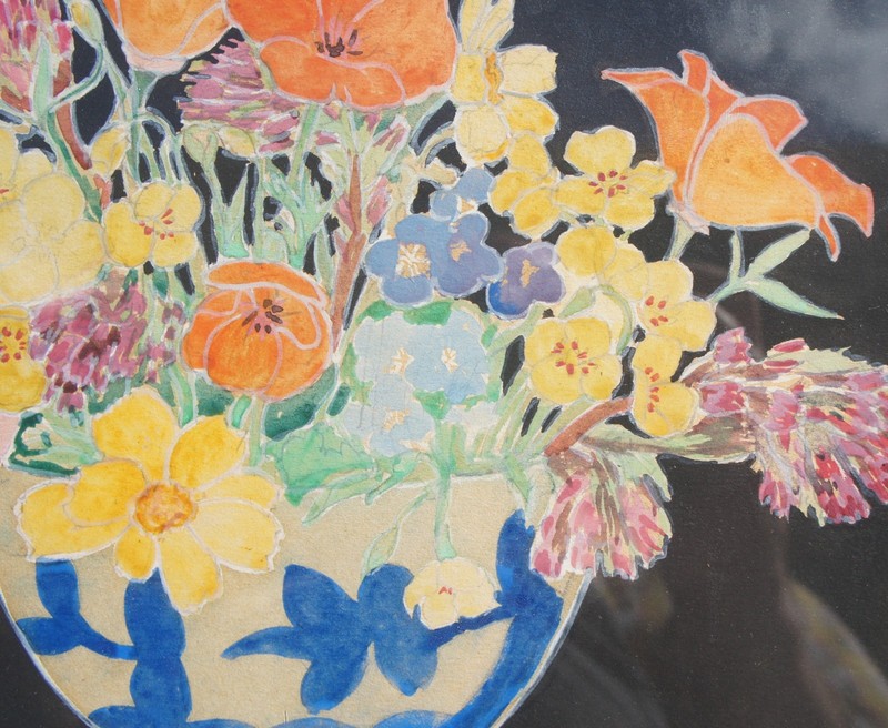 RARE BERKELEY CALIFORNIA ARTS & CRAFTS PERIOD WATERCOLOR BY HENRY S. SWASEY gallery