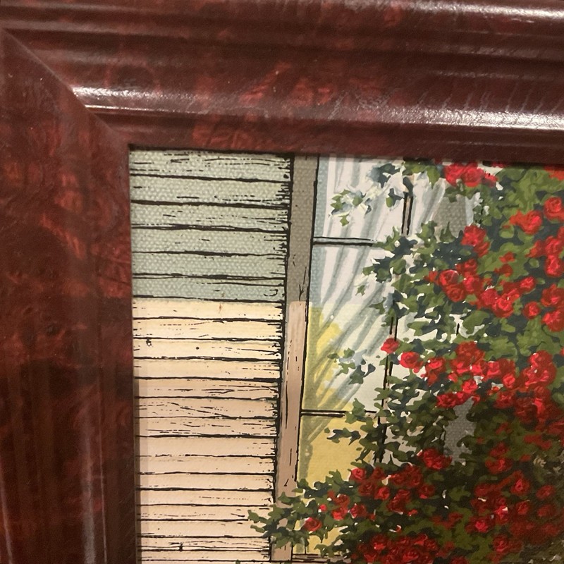 VTG H.Hargrove Signed Framed Canvas Oil Painting Serigraph 2 Girls Front Porch gallery