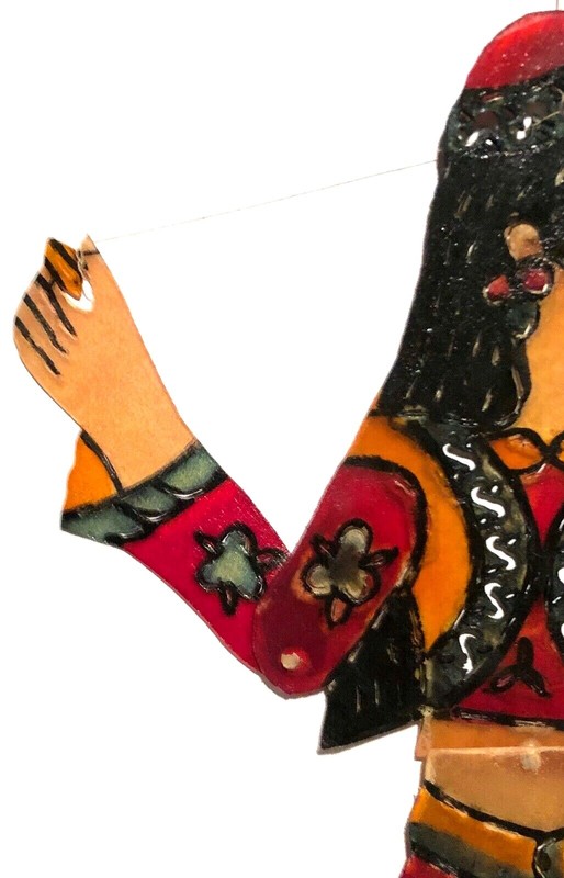 VINTAGE KARAGOZ TURKEY HAND PAINTED LEATHER SHADOW PUPPET FIGURE FOLK ART gallery