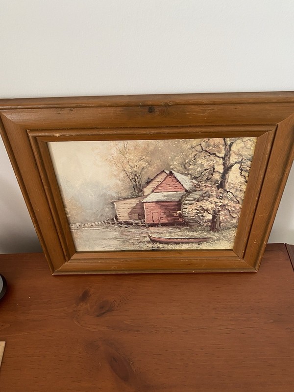 Robert William Wood «The Old Mill» Vintage Framed 11″x13″ Art Print Under Glass