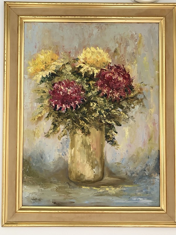 Carolyn Freeman Signed Framed Floral Still Life Vase Painting