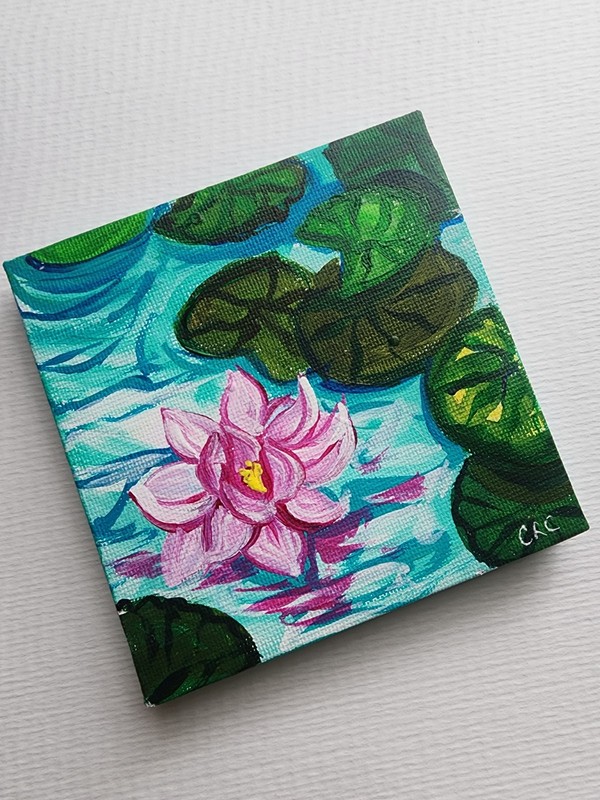 Original Acrylic Painting on Canvas with easel 4 x 4 Signed By Artist.