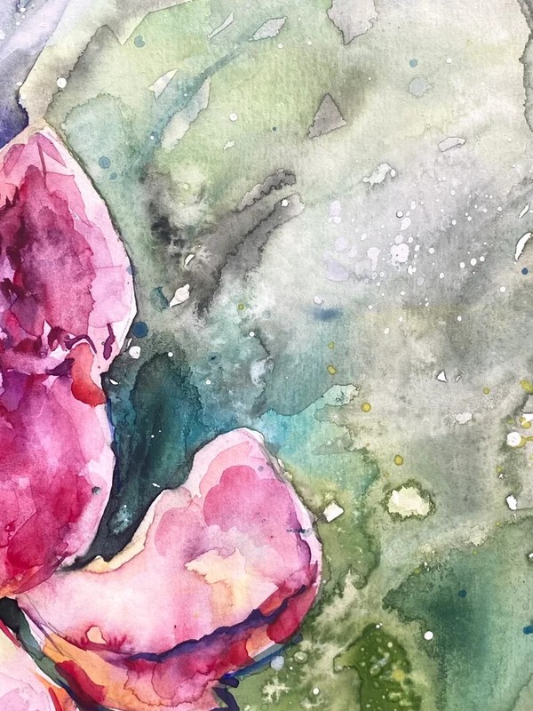 ORIGINAL Watercolor Painting Lotus Painting, Watercolor Lotus Flower 18x12 inch gallery