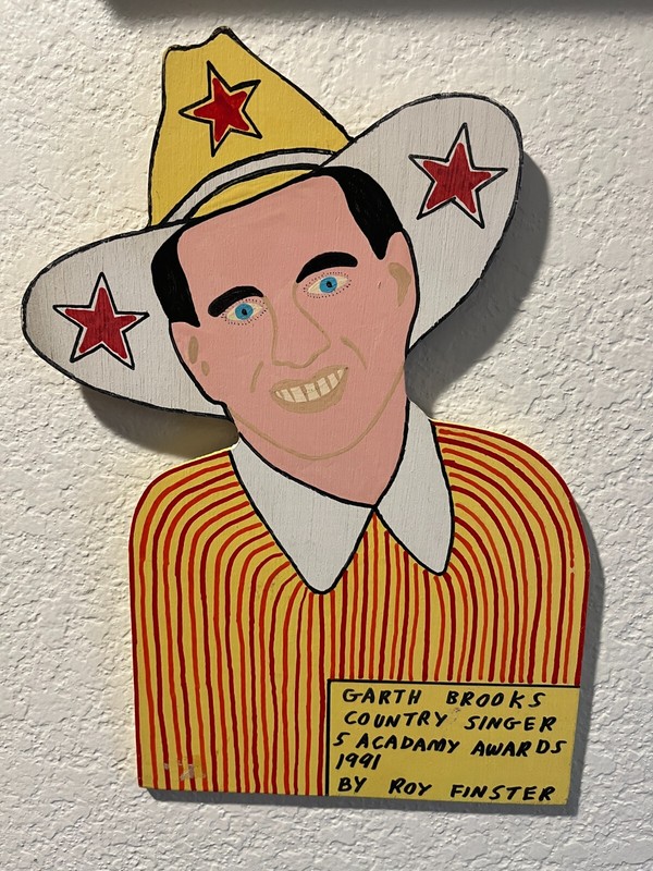 Original Roy Finster Painting of Garth Brooks on Cut Out Wood Signed