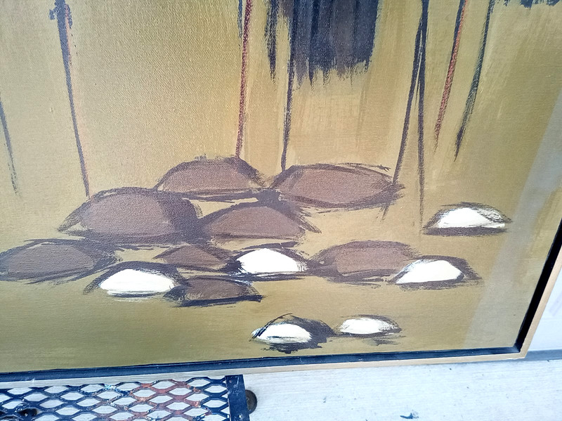 Vintage 60s 70s Sandpiper bird painting signed McCaine large 37x37" pop art gallery