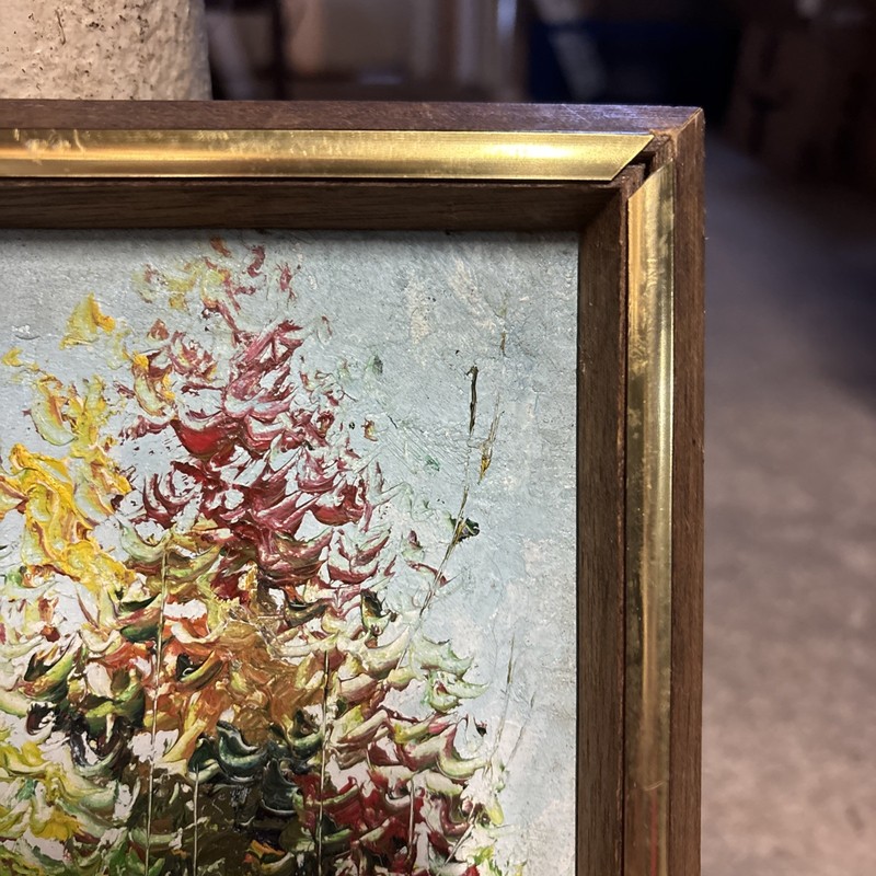 Vintage Haitian Village Oil on Canvas Framed 16 1/2" X 11 1/2" Veronique? gallery