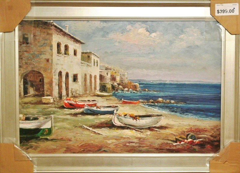Antonio-«Low Tide»-Framed Original Oil Painting on Stretched Canvas/Hand Signed