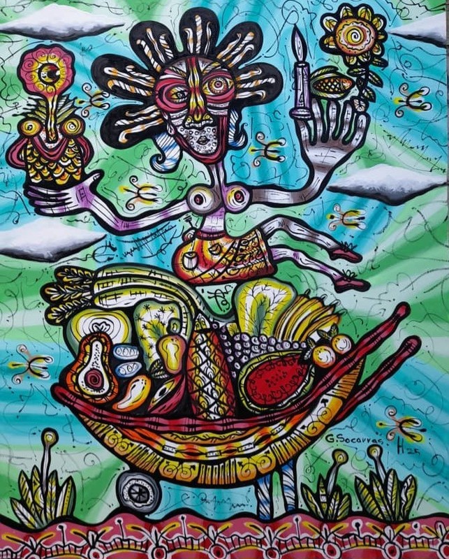 Acrylic/oil /Canvas by Guillermo.socarras cuban Art 100×80 Cm T: Vendedora»