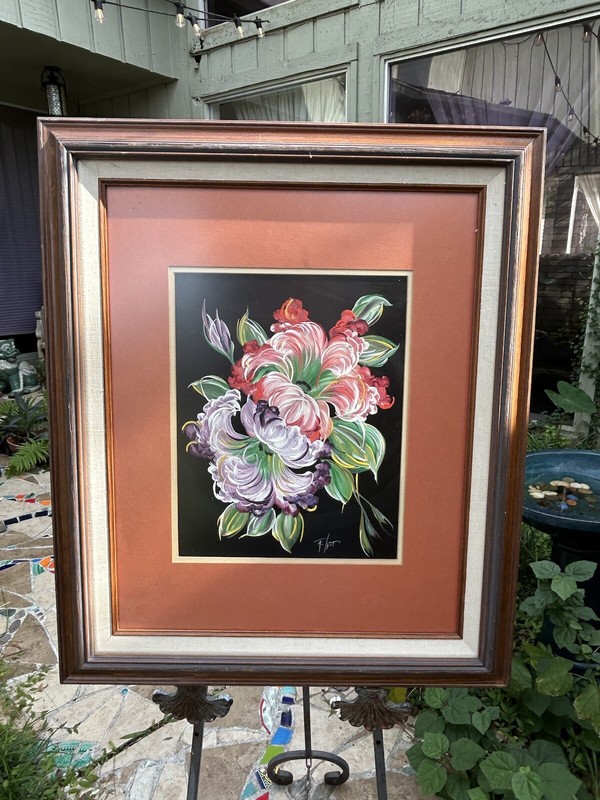 Original Acrylic on board, Botanical Abstract Hibiscus from Hawaii, Signed
