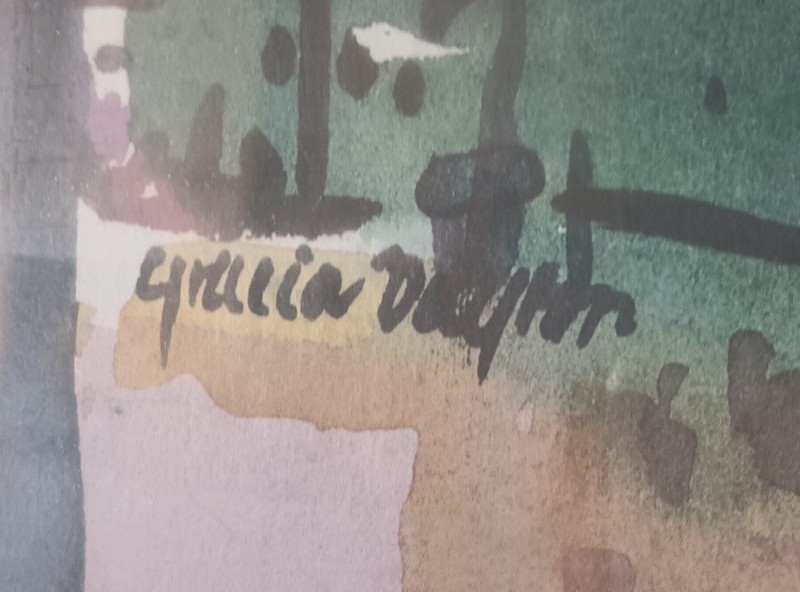 Gracia Dayton Original Watercolor Painting Boston, MA 1934-2024, Framed 28"X20" gallery