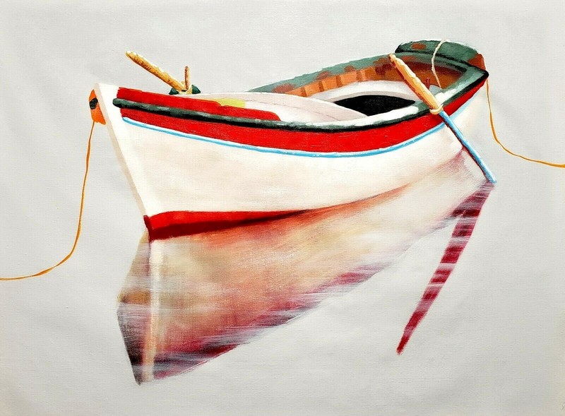 Boat #1, 36×48 100% Hand painted, Oil & Acrylic mixed on Giclee Canvas
