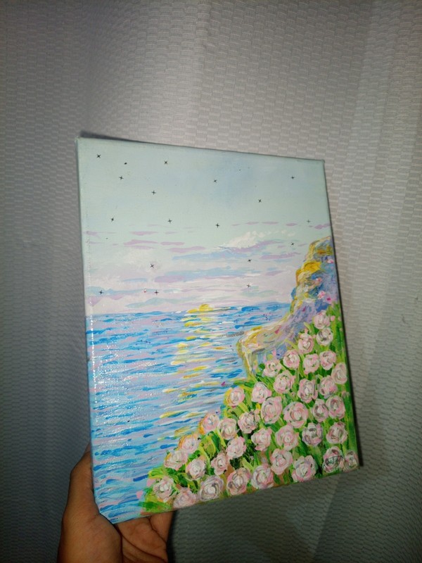 Ocean Waves 8×8 Organize Acrylic Painting. Perfect for Any Room