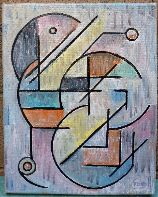 QUIET PLEASE abstract new original 8×10 canvas oil painting art signed Crowell