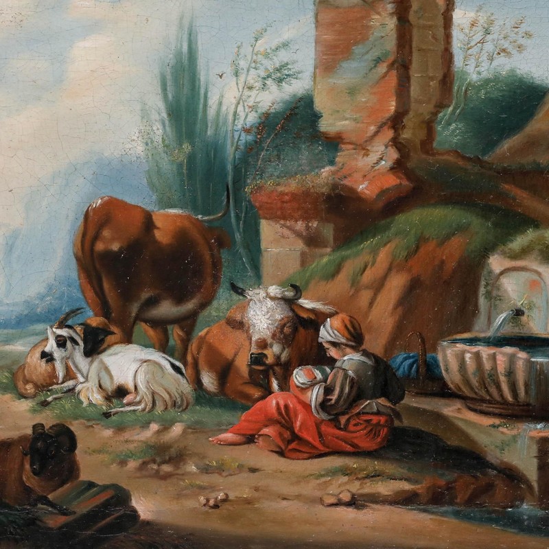 Italian School c.1800 Oil - Shepherdess at The Well gallery