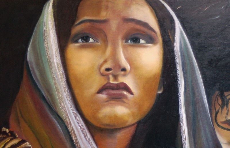 art 473 original painting 60x90 cm PZ oil on canvas Christmas secret realizm gallery