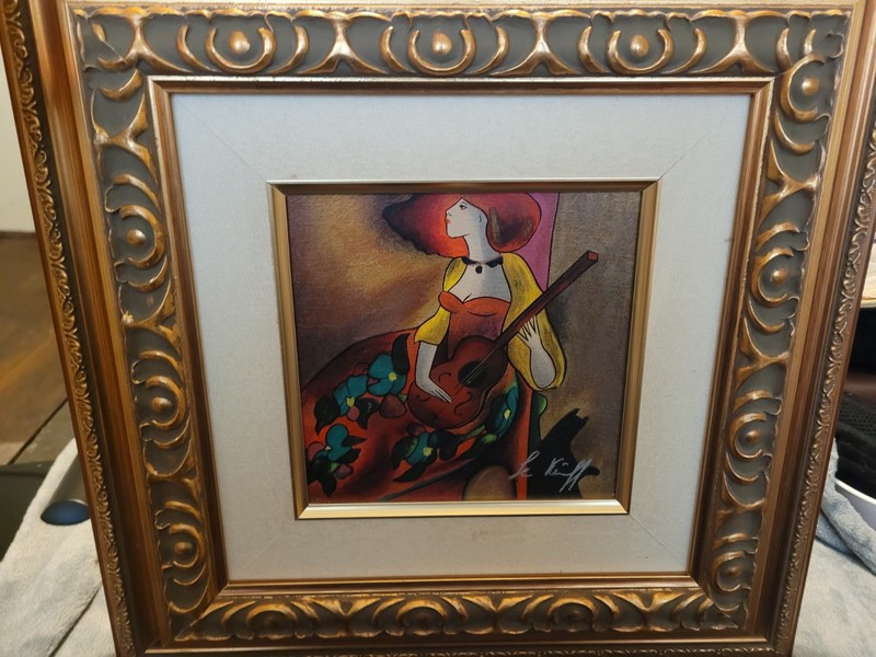 WOOD PANEL HAND EMBELLISHED Linda Le Kinff «ODALISQUE» Sign serigraph LIMTD Edit