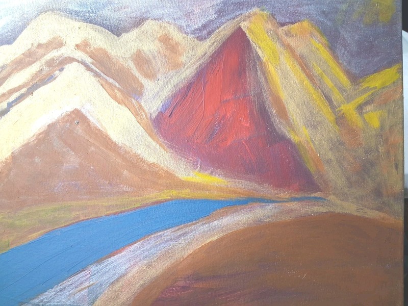 Original Art Painting Acrylic Canvas 20" x 16" Modern Abstract Mountain Range gallery