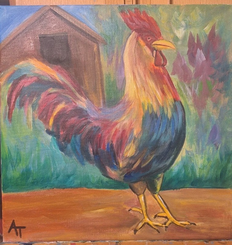 Expressionist Rooster Engery 12x12 Canvas gallery