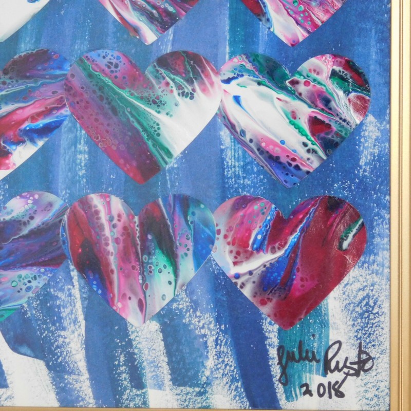 Linked Hearts Storm 9" x 11" Framed Signed Original Art Acrylic Acid Free Paper gallery