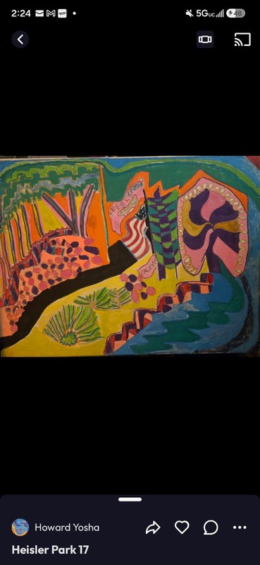 Howard Yosha «Heisler Park Freedom Point 22» Abstract Acrylic Canvas 16×20 OOAK