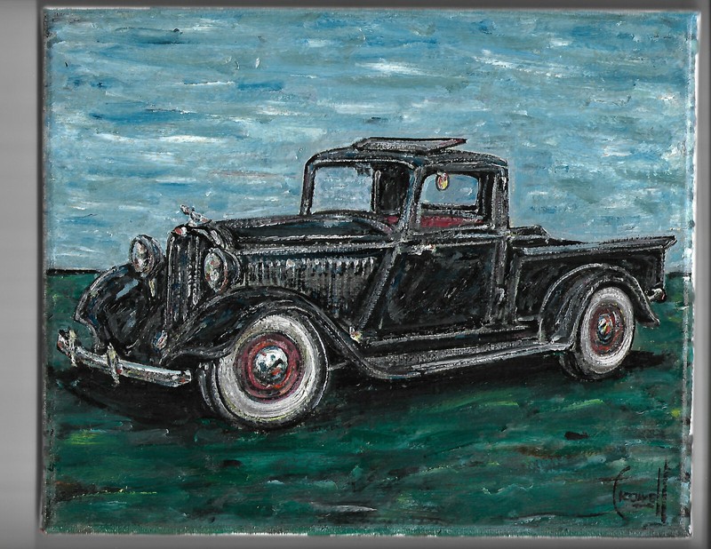 1934 DODGE PICKUP truck new original art 8x10 canvas painting signed Crowell gallery