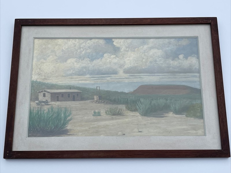 Antique Painting Landscape American Historic Utah Chapita Wells Regionalism 1912