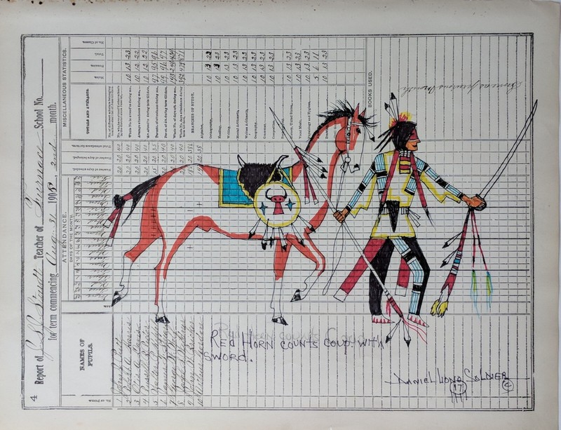 Daniel Long Soldier RED HORN COUNTS COUP, Little Big Horn, Original Painting