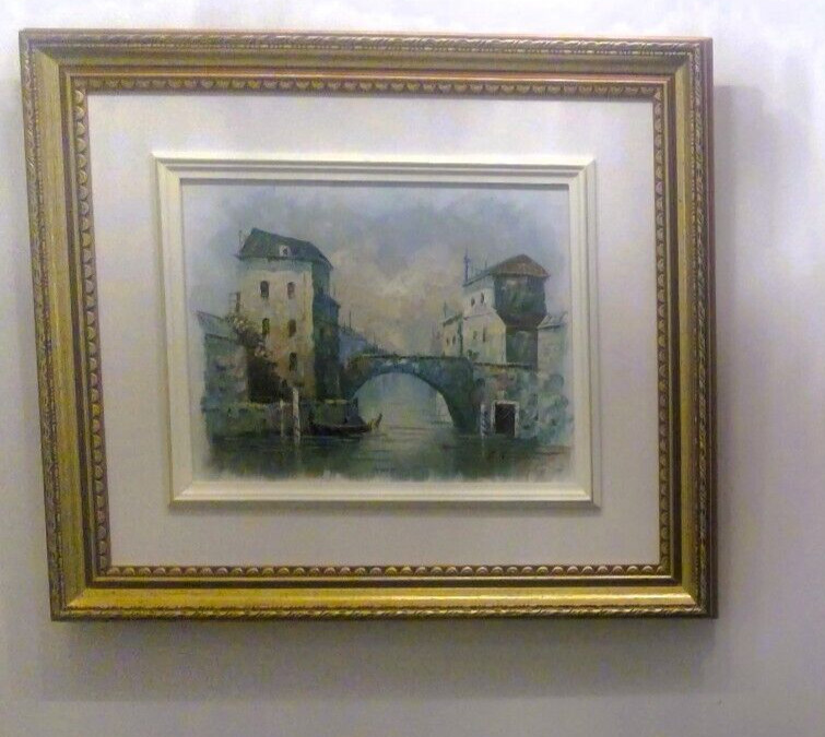 Original signed A Simpson Painting venitian 17” x 15” OIL ON CANVAS