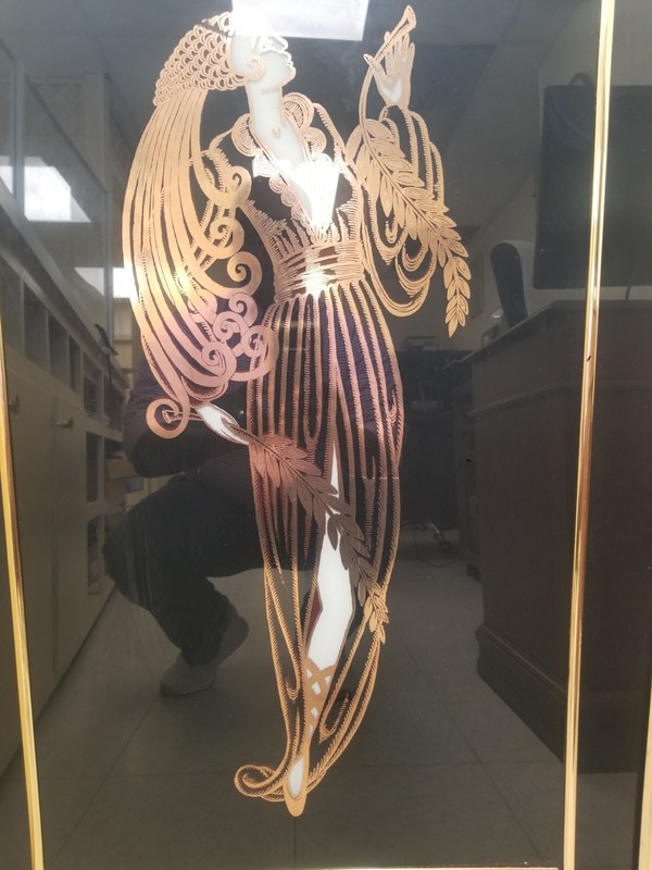 Erte Unique Enamel Oil painting In Glass