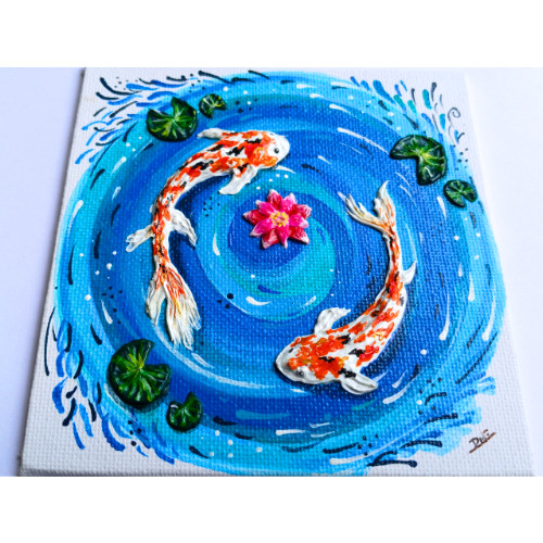 3D Original Fish Animal 4x4 Canvas Modeling Paste Texture Art Hand Painting NEW gallery