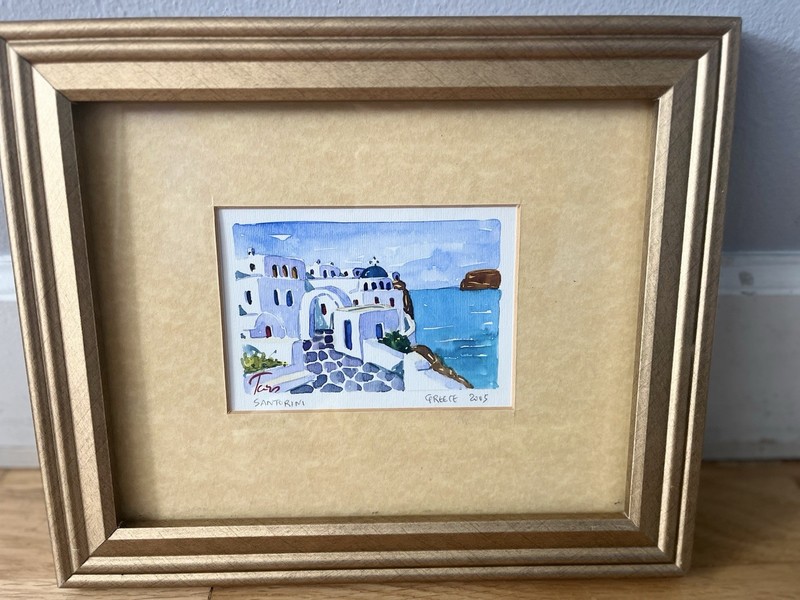 Original Santorini Watercolor – Signed «Tars» (2005)