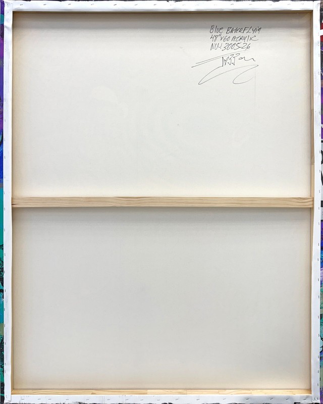 Jozza "Blue Butterfly" | Huge Original Painting w/ Diamond Dust 60x48" | Popeye gallery