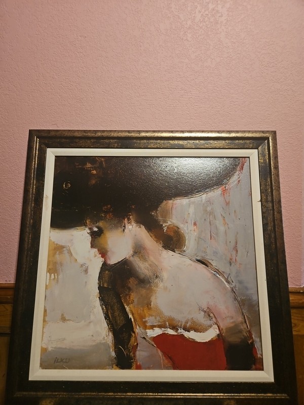 Lady In Red ILKU Art Giclee Print Framed