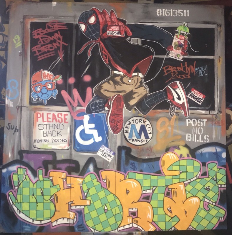4 Ft X 4 Ft Stretched 1981 NYC Transit Graffiti Subway Train Spider-man Nike