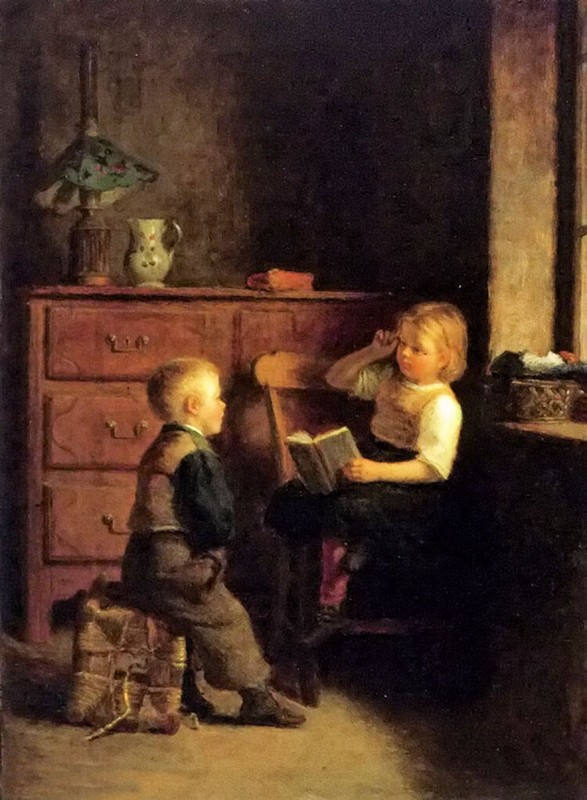 Ｏｉｌ　ｐａｉｎｔｉｎｇ edouard frere – a good story Sister and brother children boy girl