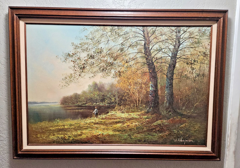 W. Chapman ORIGINAL Acrylic on Canvas Nature/Fishing PAINTING 24 X 36