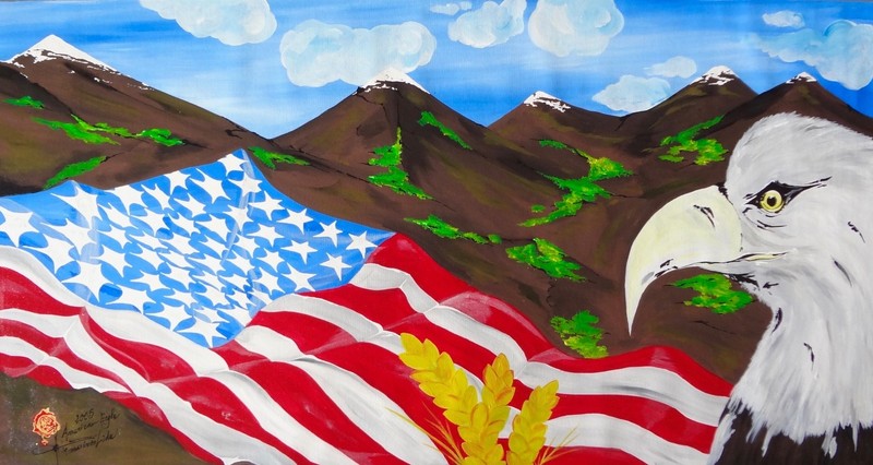 AMERICA Painting art on Canvas by Artist ORIGINAL COA Collectible