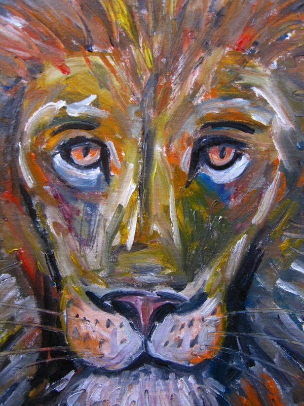 LEO THE LION wild animal cat painting canvas original NEW 16x20 signed Crowell gallery
