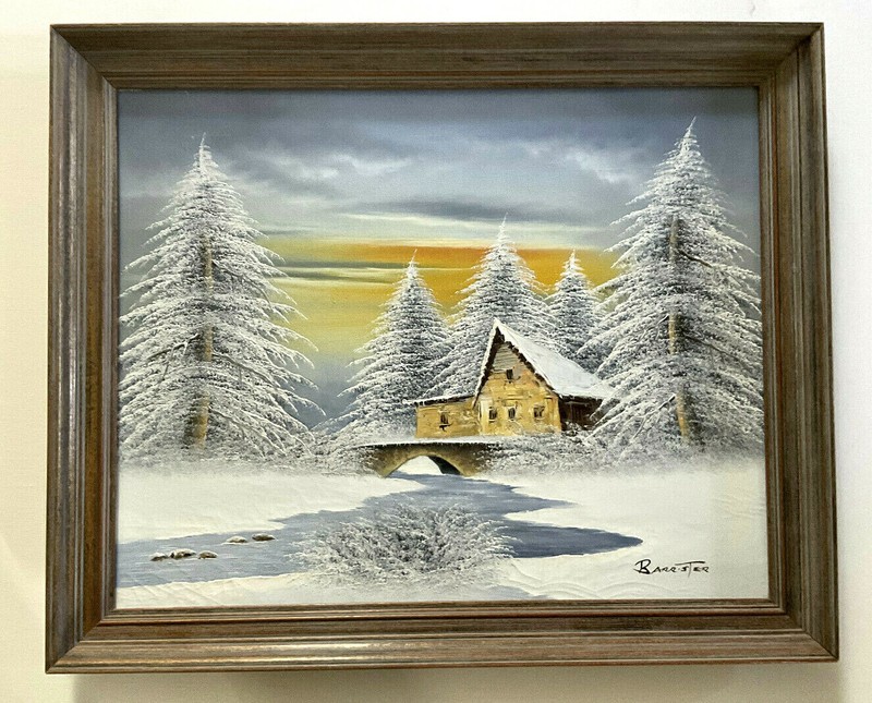Barrister Original Landscape Oil Painting on Canvas Signed Framed Vintage