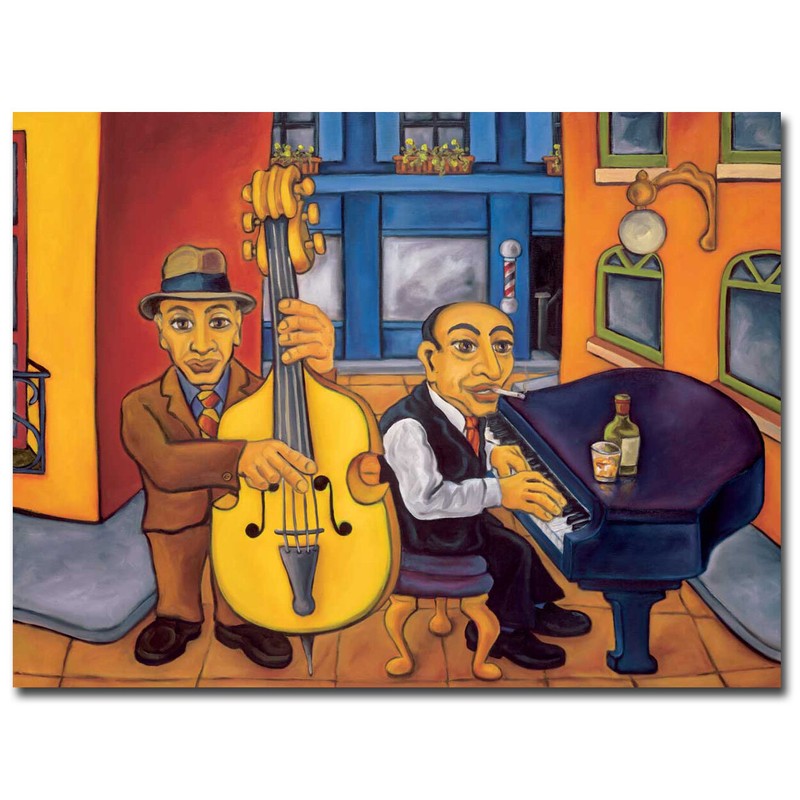 Jazz Cat Alley II by Will Rafuse Gallery-Wrap Canvas Giclee Art (24 in x 32 in)