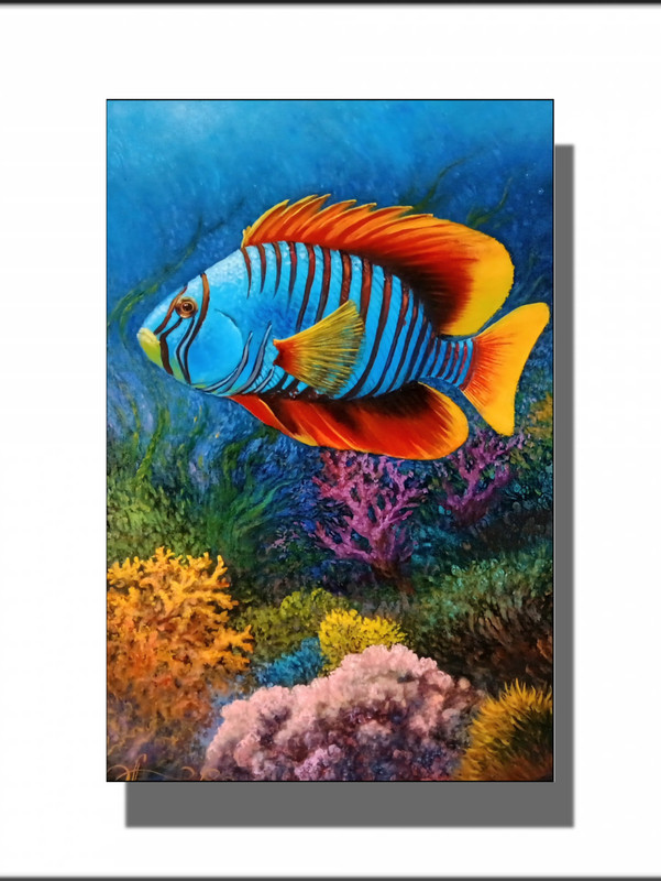 Fish painting. Underwater world 16 x 24 original oil painting on canvas gallery