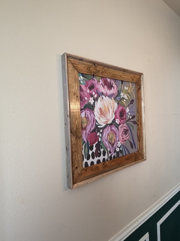 Handmade Rustic Wood Framed Floral Wall Art 25.5” x 25.5” Large Farmhouse Decor gallery