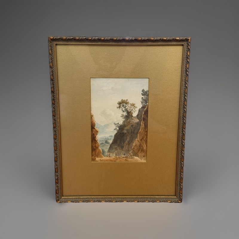 Antique Framed English Watercolor Landscape, Attr. Peter De Wint, C 1820