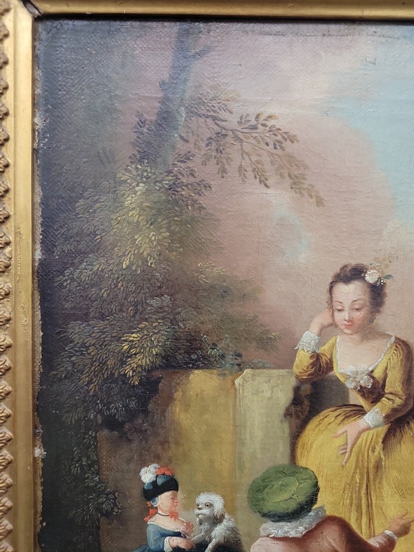 ORIGINAL 18 c. CHRISTIAN WILHELM ERNST DIETRICH "CHILDREN WITH DOG" gallery