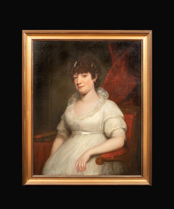 Large 19th Century Portrait of A Lady Mary Ann Pigot White Dress William Beechey gallery