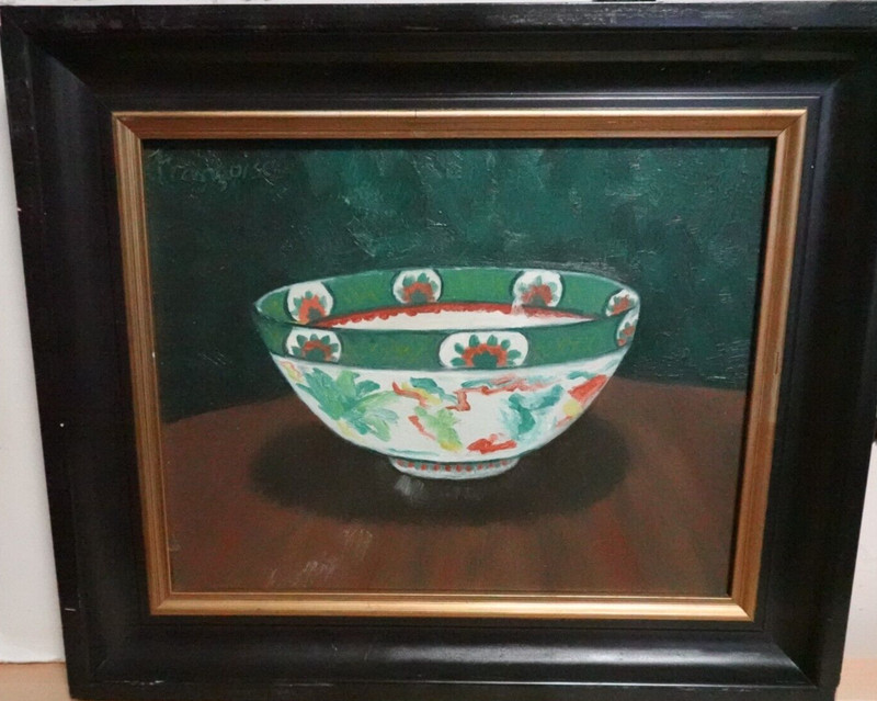 FRANCOISE CHINESE BOWL ORIGINAL OIL ON CANVAS PAINTING gallery