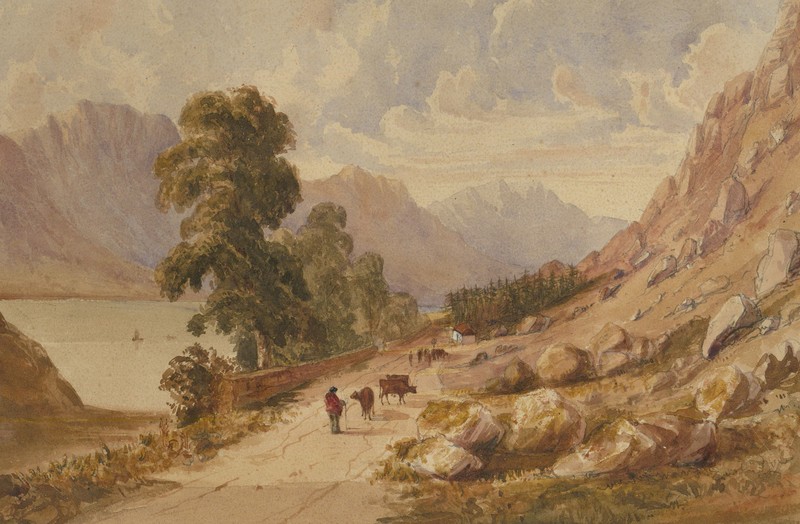 Charles Parsons Knight (1829-1897) - Framed Watercolour, On the Lakeside Path gallery