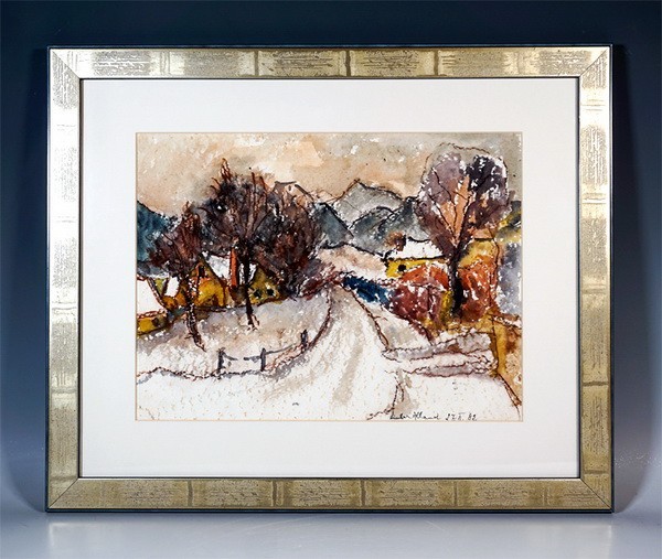 ( LN577 ) RUDOLF ULLIK Hinter Alland Niederösterreich Framed Watercolor Painting