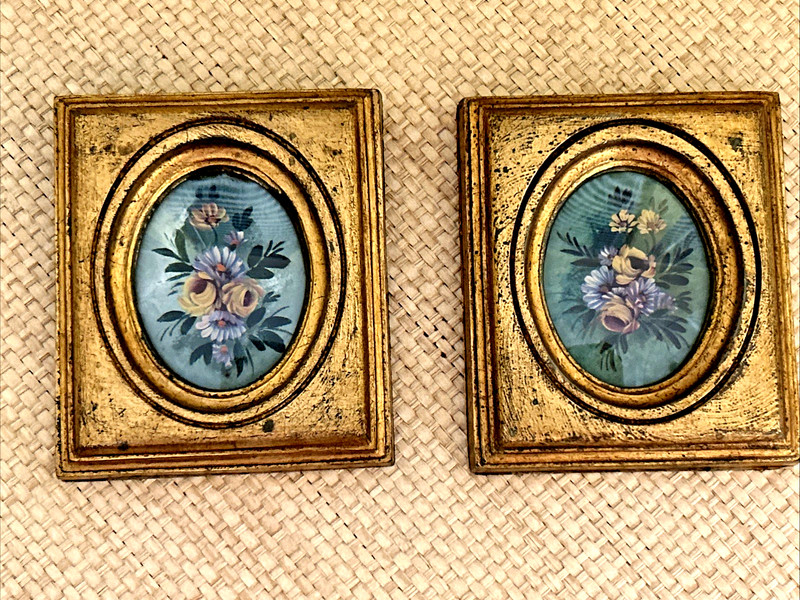 Floral Bouquet Painting Or Print In Gold Molded Frame